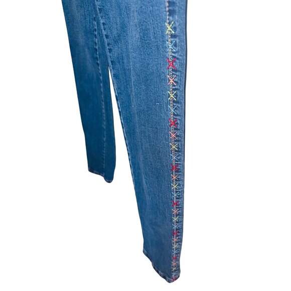 L&B Lucky & Blessed Boyfriend Jeans Womens 8 Embroidered Patchwork Denim Boho - Picture 4 of 12